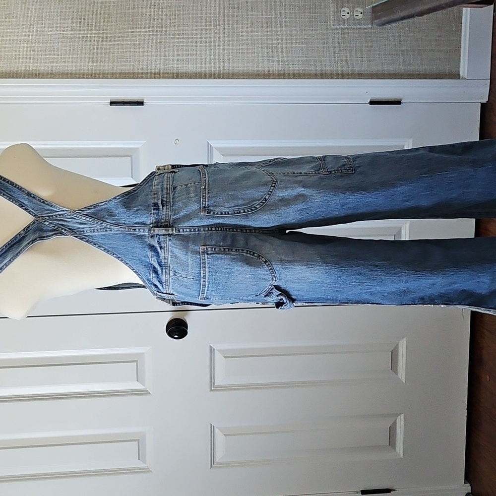 Pilcro Denim Wide-Leg Overalls in Light Blue leopard camo - Picture 6 of 8